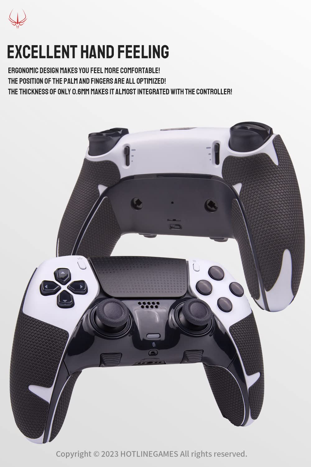 HOTLINEGAMES Controller Grips Compatible with PS5 Dualsense Edge, PlayStation 5 Controller Accessories, Skin Kit, Anti-Slip Grip Tape, Sweat-Absorbent, Easy to Apply (Handle Grips)