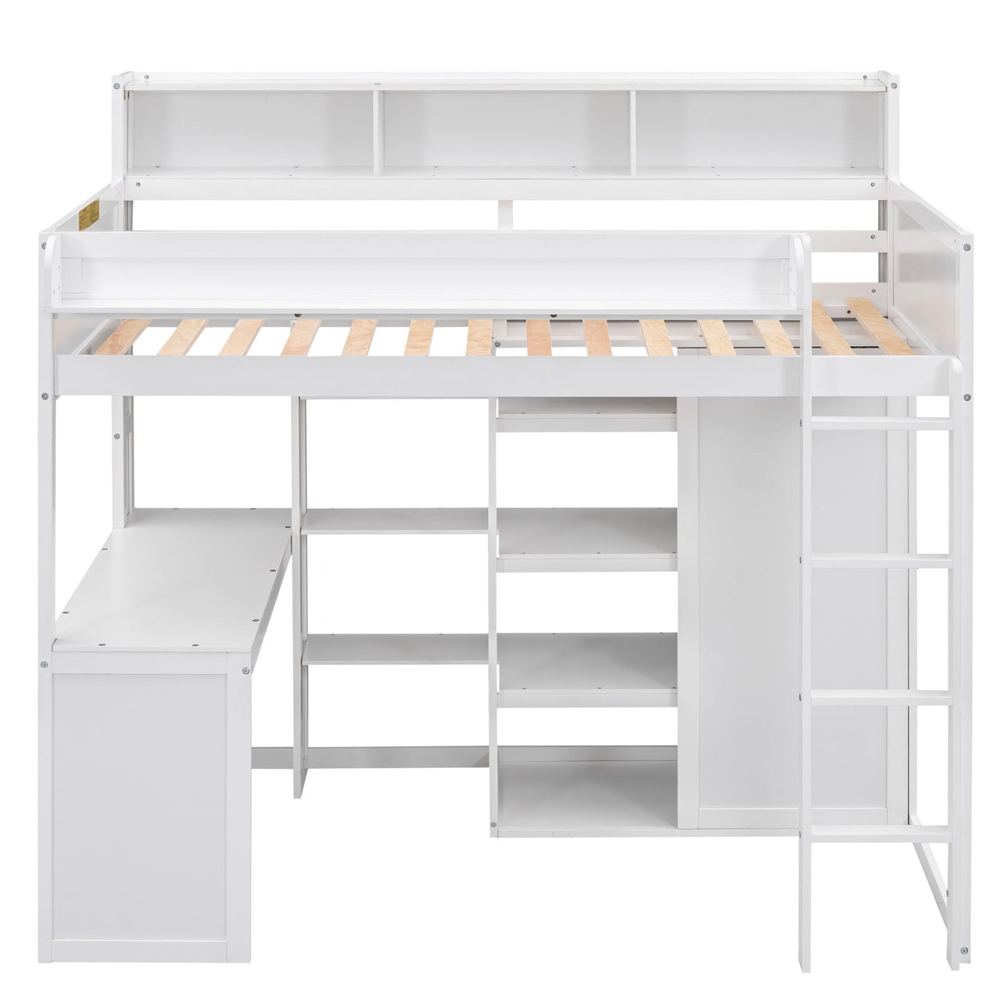 Ball & Cast Twin Size Loft Bed with Big Storage Under-Bed Desk & Staircase,Wooden Bedframe W/Integrated Wardrobe,Drawers & Shelves,Space-Saving,Modern Furniture for Boy Girl Teens Small Bedroom,Gray