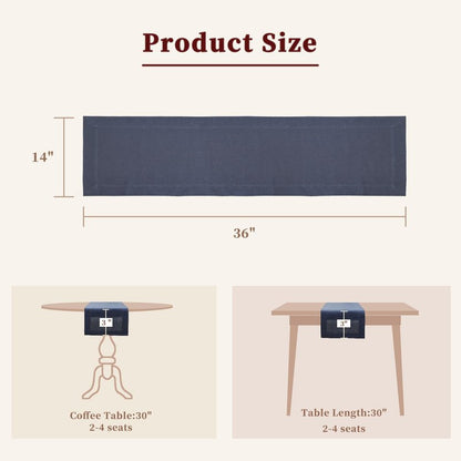 Tseapeni Linen Table Runner 108 Inches Long, 100% Natural Table Runners for Coffee Table Kitchen Dining Dresser Fall Thanksgiving Christmas New Year Holiday(Navy Blue,14x108)