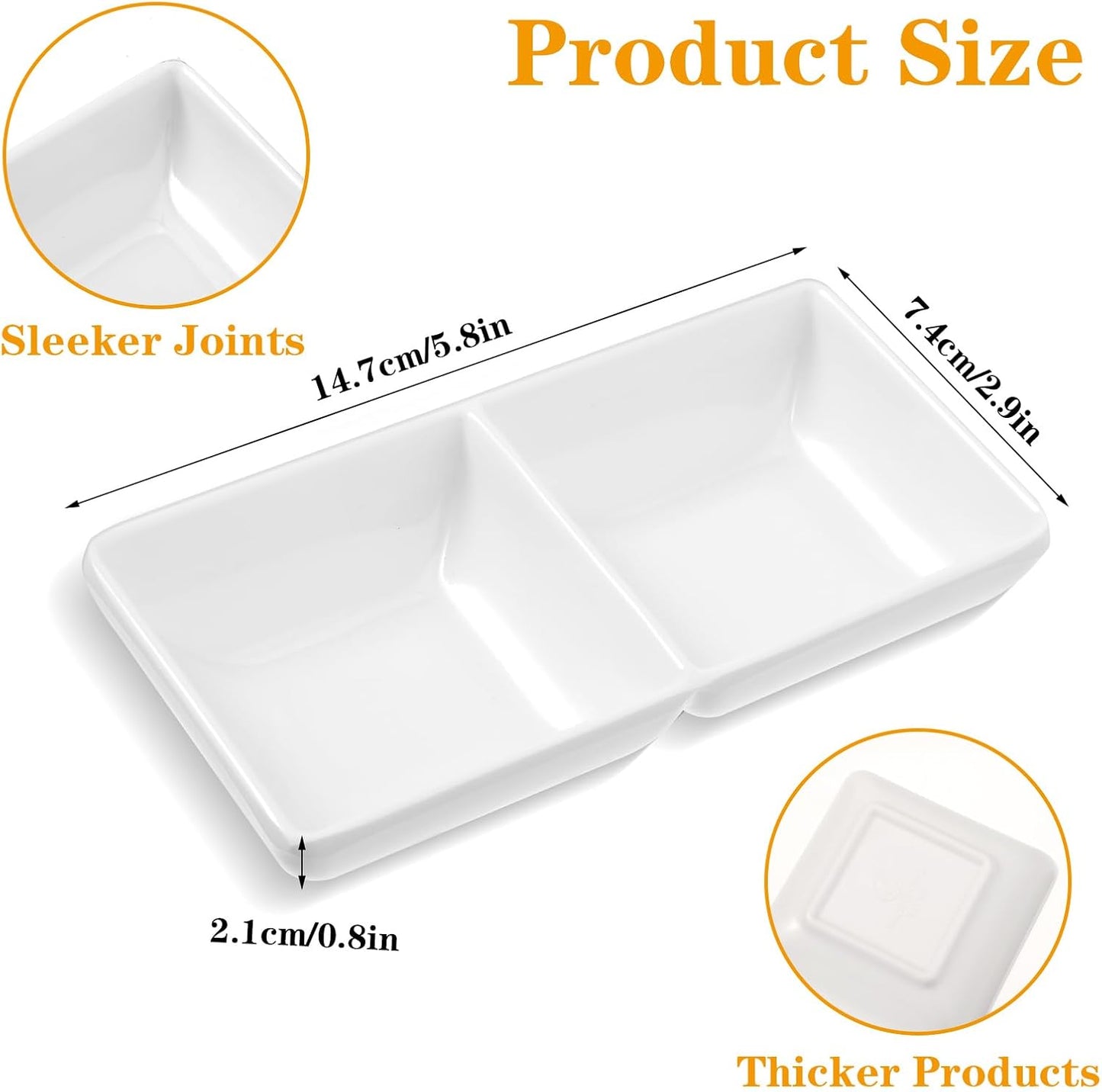 16 PCS Sauce Dish, Wet & Dry Double Layer Dipping Bowl, Large Capacity for Restaurant Kitchen Dining Room, White