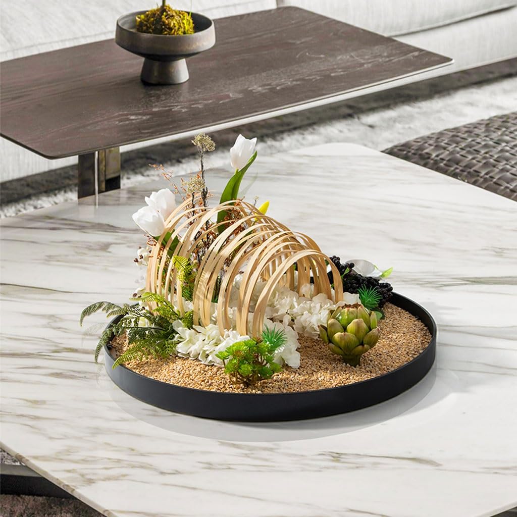 Large Round Table in The Middle of the Turntable Flower Hotel Restaurant Light Luxury Decorations Landscape Fake Plants(Large)