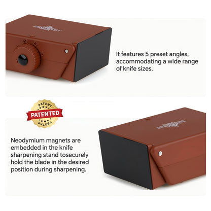 The Innovative Knife Sharpener - Patented Multi-Angle Premium Rolling Knife Sharpener with Extra Replacement Head for Chef's, Fruit, and All Steel Knives (Brown)