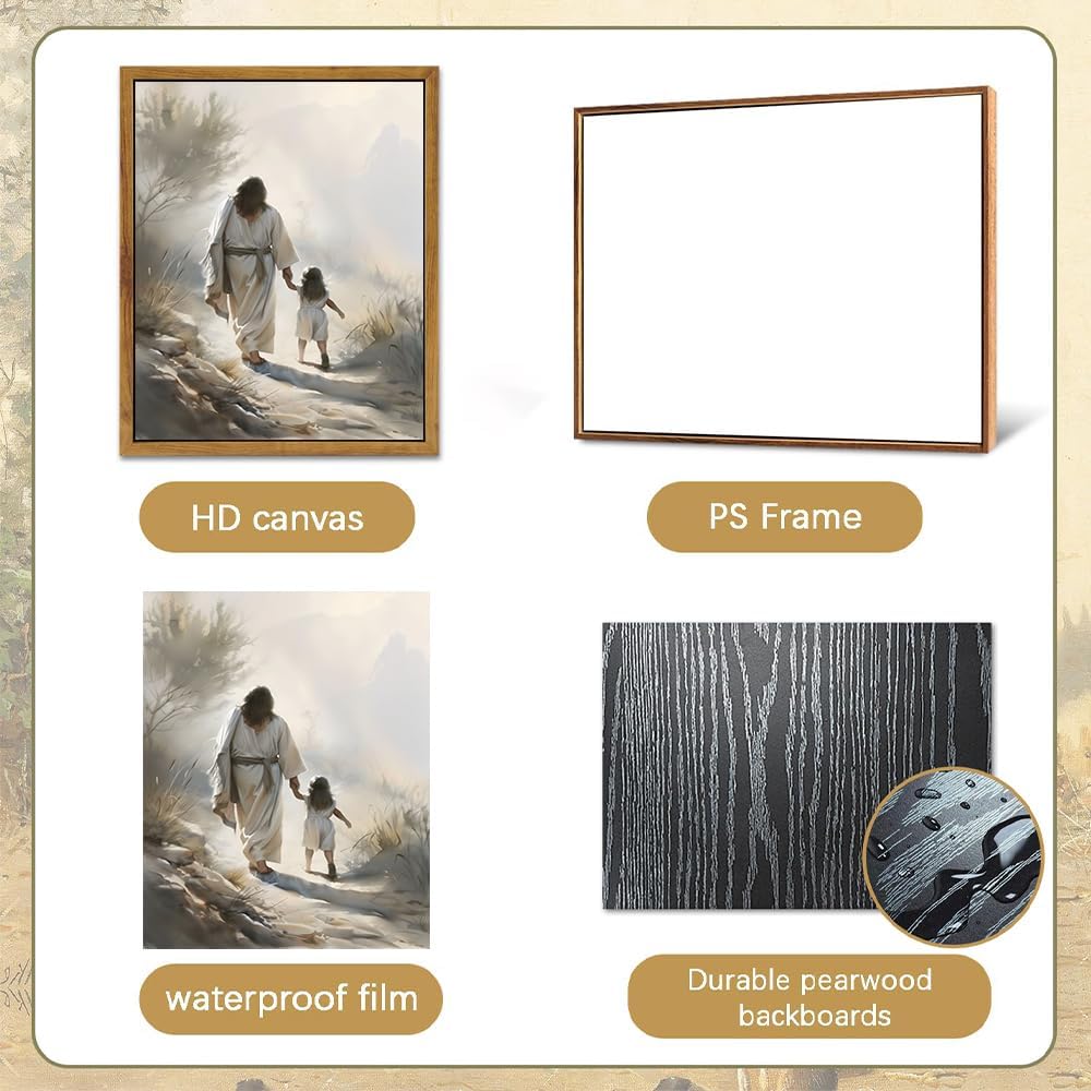 ARTZIO Canvas for Painting with Framed Jesus Religious Wall Art, Home Kids Girls Room Decor, 8x10in Ready to Hang