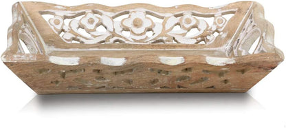 12 9 Inches Gorgeous Birthday Housewarming Gift Ideas Handmade Decorative Designer Wood Serving Tray with Handles