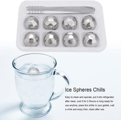 Stainless Steel Ice Spheres for Chilled Wine, Whiskey, and Fruit Drinks