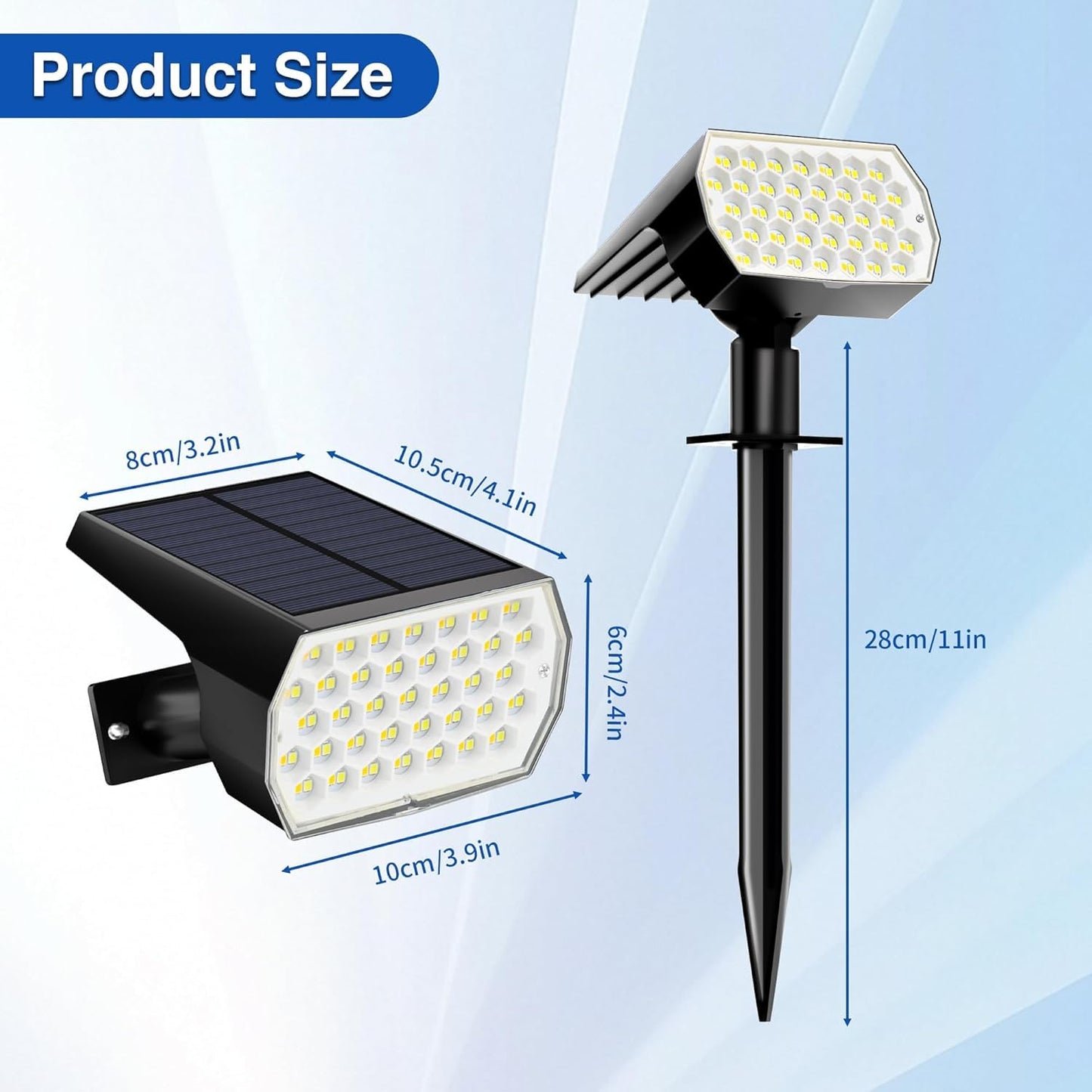 Solar Spot Lights Outdoor Waterproof, 3 Modes Landscape Spotlights, Dusk to Dawn Solar Powered Flood Wall Lights for Outside, Solar Garden Lights for Yard Porch (4PACK)