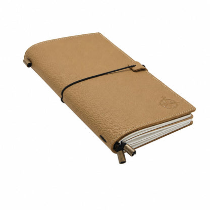 WANDERINGS Regular Size Travelers Notebook with Pockets - 4.5" x 8.5" (11.5 x 22cm) - Refillable Travelers Journal - a Beautifully Handcrafted Leather Journal in Artichoke, 100 GSM Blank Inserts