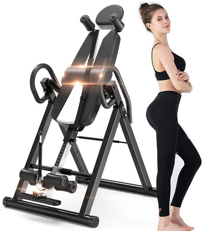 Gravity Heavy Duty Inversion Table with Headrest Adjustable Protective Strap Back Stretcher Machine for Pain Relief Therapy Body Fi