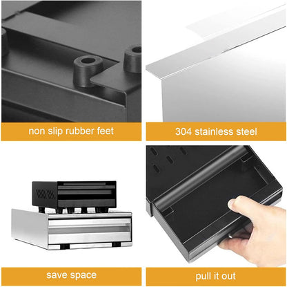 Coffee Knock Box Drawer, Stainless Steel Thickened for Discarded Coffee Grounds, 7.1 x 11 x 2 in (Black)