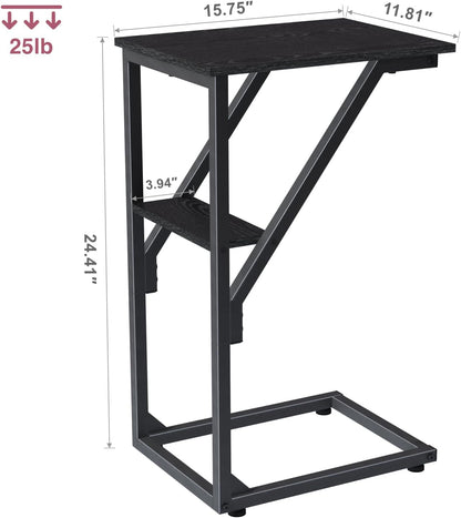 NEFROM Set 2, ET-D-BK2 C-Shaped End Tables, Sofa TV Trays of Small Couch Side Table for Living Room, Bedroom, Bedside