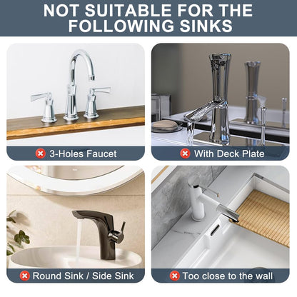Silicone Faucet Drip Catcher Tray Mat - Upgraded Design - Sink Backsplash Guard Behind Faucet, Silicone Faucet Mat for Dish Soap Sponge Holder, Kitchen Counter Bathroom Kitchen Sink Splash Guard-Black