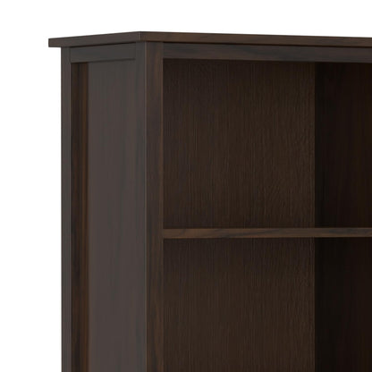 SIMPLIHOME Warm Shaker Bookcase - 72 inch Tall 5-Shelf Solid Wood Bookshelf in Tobacco Brown, Transitional Storage for Living Room, Study Room or Office with Adjustable Shelves and Tapered Legs
