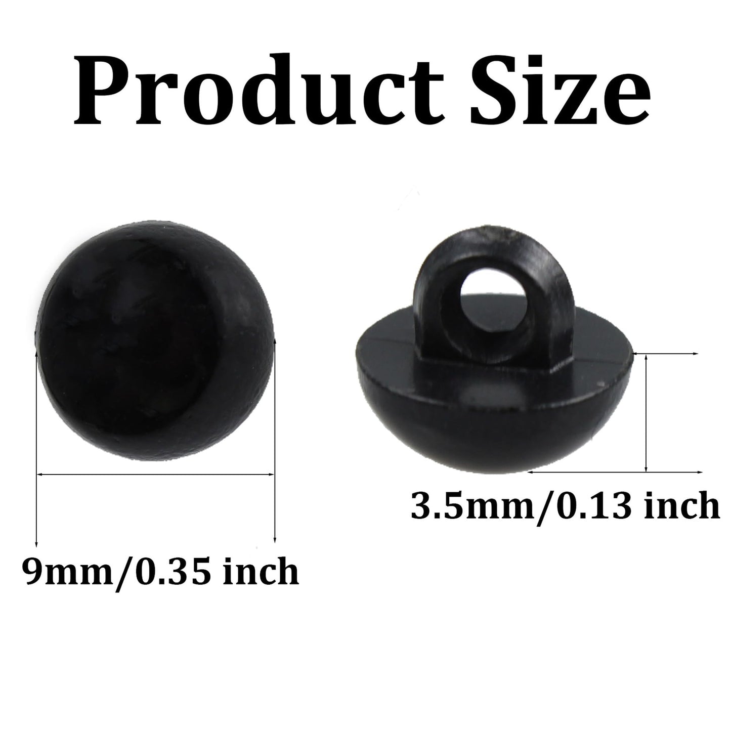 pson 100PCS Black Plastic Safety Eyes, 9mm Sewing On Mushroom Domed Buttons Craft Eyes for Crochet Animal Toys, Teddy Bear, Puppet & Plush Doll Making