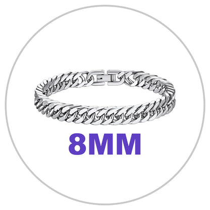 Richsteel Stainless Steel Bracelet for Men 8mm Wide Cuban Link Chain Bracelets 8.2 Inch