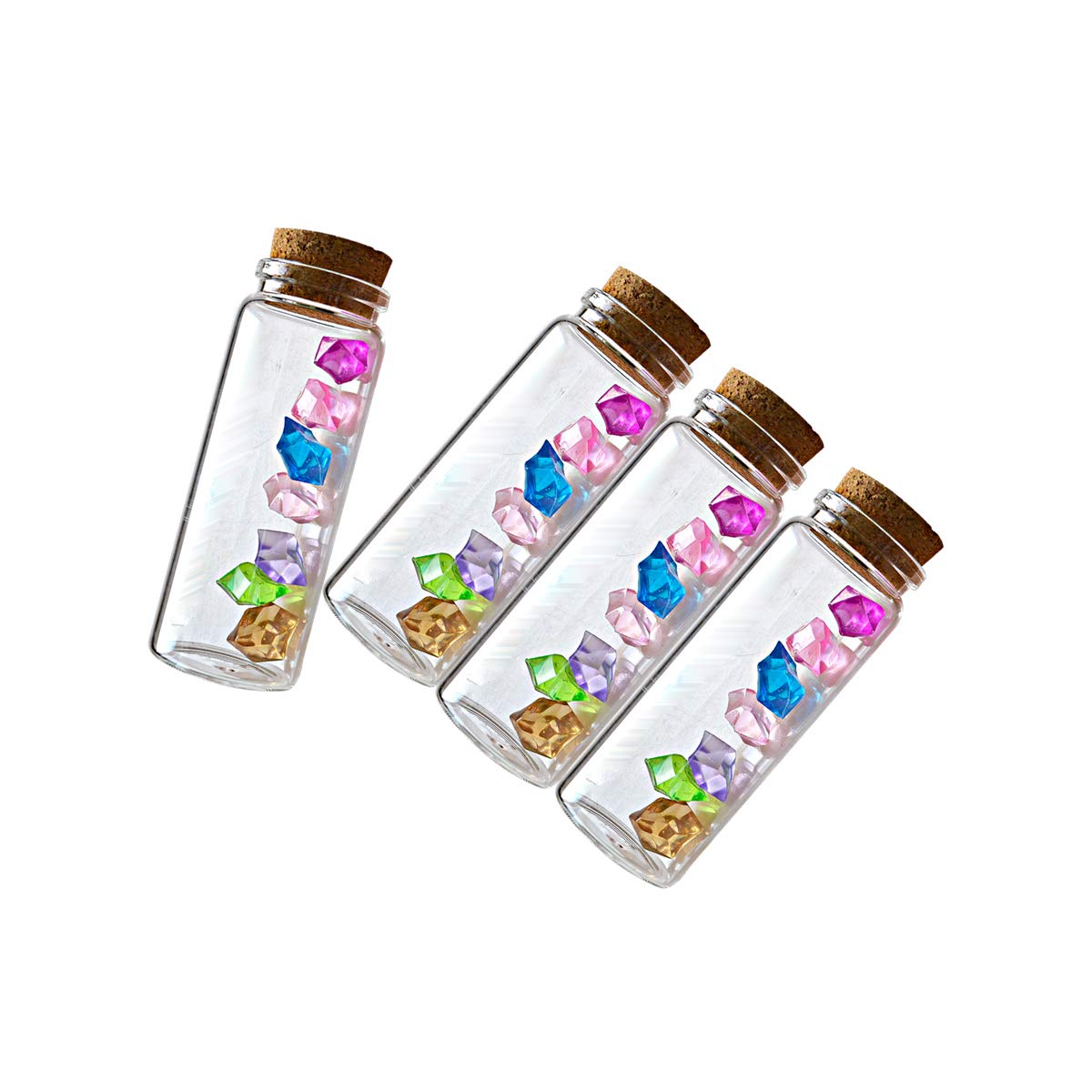 ELYSAID 4pcs of 150 ml Empty Clear Glass Bottles Vials With Cork Stopper Storage Jars 47x120mm Bottle 5.3oz
