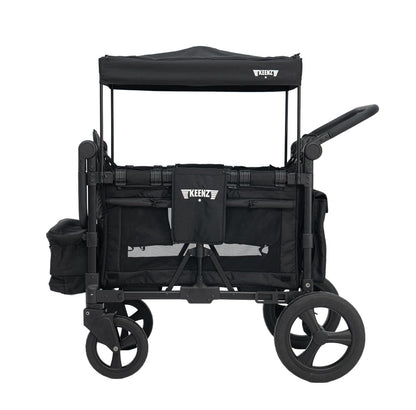 Keenz MOOV 2-Passenger All-Terrain Stroller Wagon with Reclining Seats, Cooler Bin, Push/Pull Handle, and Rubber Wheels – Foldable Wagon for Kids and Toddlers, Black