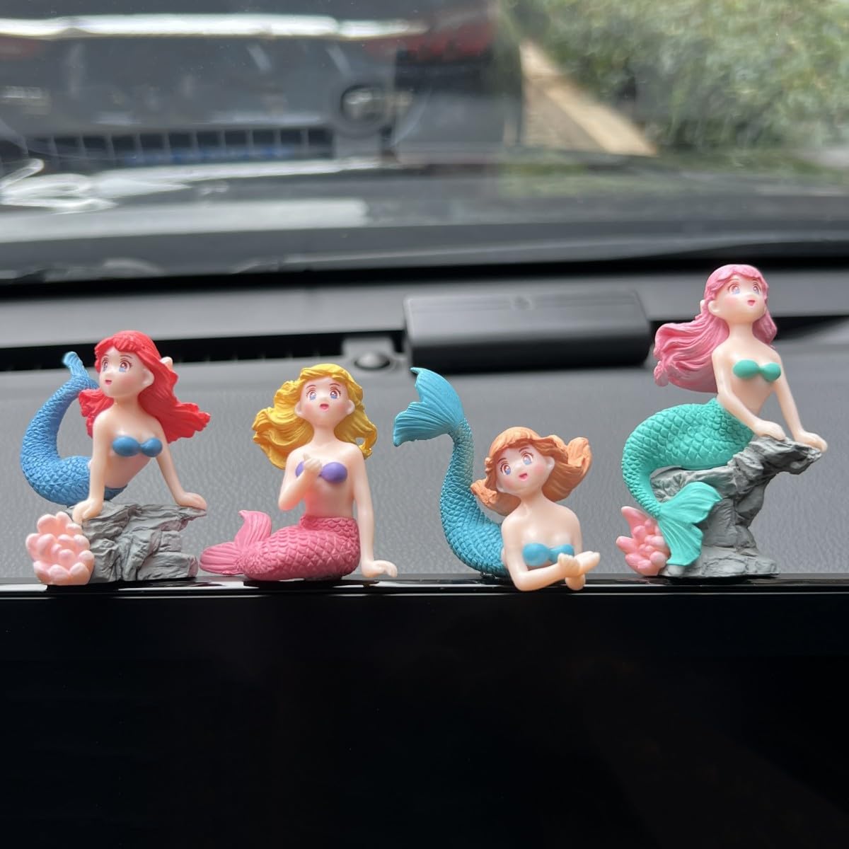 Mermaid Fairy Garden Accessories，Miniature Mermaid Figurines for Crafts, Terrarium, Miniature Moss Landscape Decorations, Birthday Cake Decoration， Car Decor， Party Supplies, Ideal Gifts, 4 Pcs