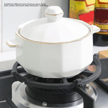 Cast Iron Wok, Non Slip Black Cast Iron Stove Rack for Frying Pans, Craft Pans, Carbon Steel Pans