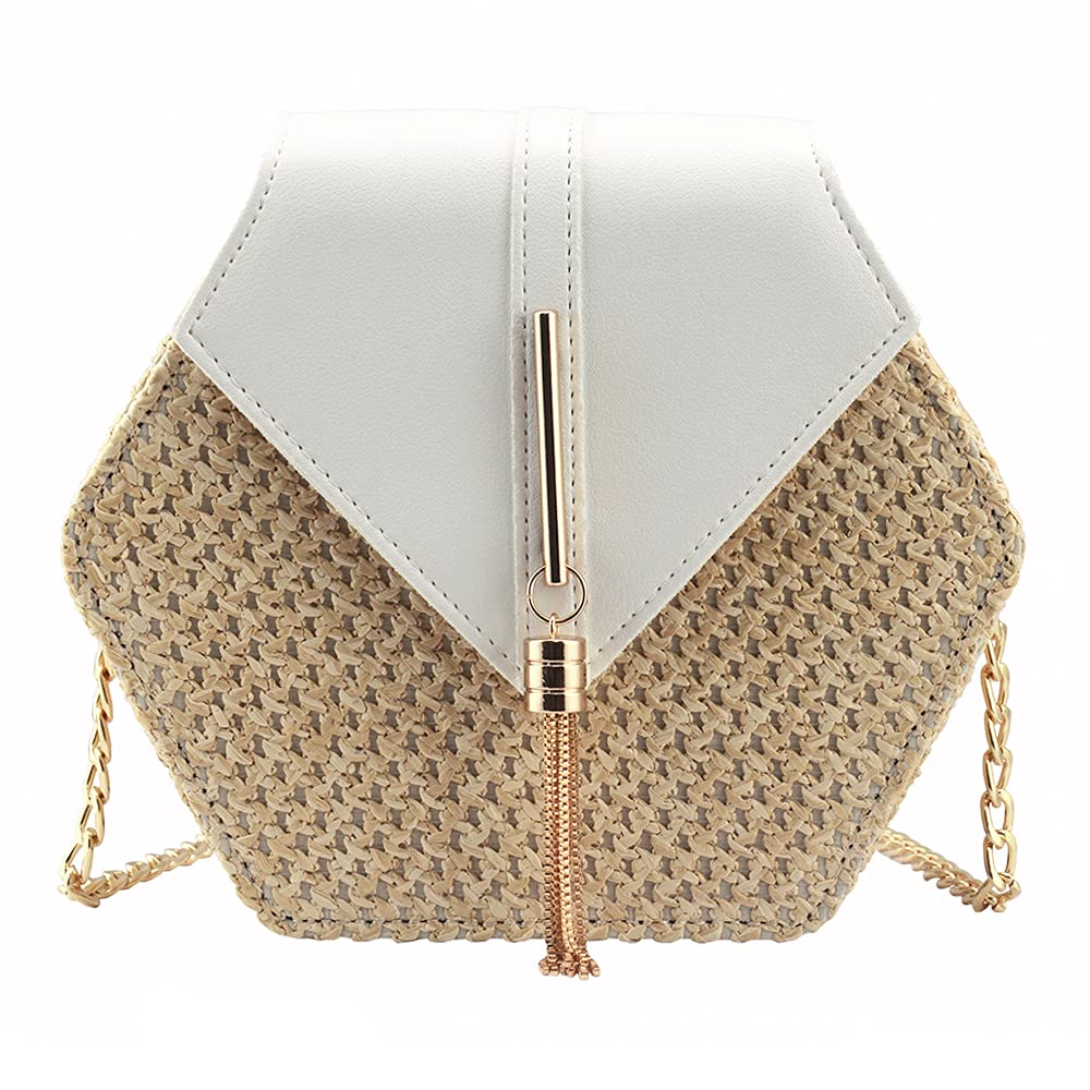Bausweety Straw Crossbody Bag Summer Beach Shoulder Bag for Women