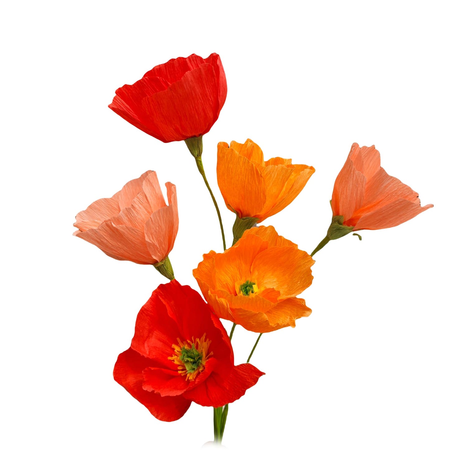 Mybbshower Orange Crepe Paper Poppy Flower DIY Making Kit Home Decoration Table Decor Pack of 24 pcs