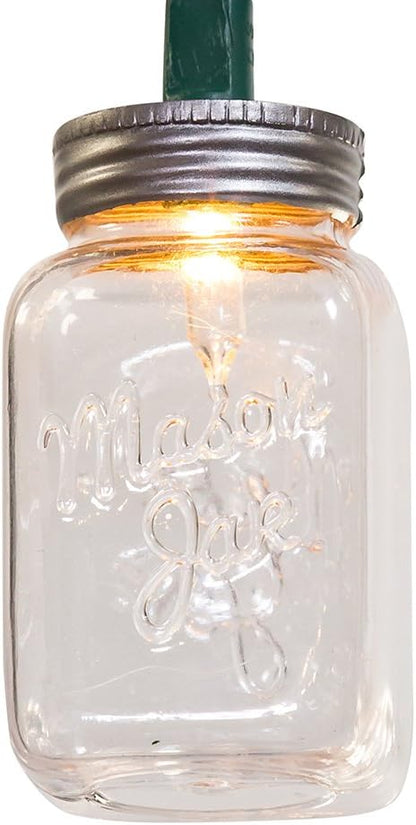 Kurt Adler 10-Light Clear Mason Jar Light Set, UL