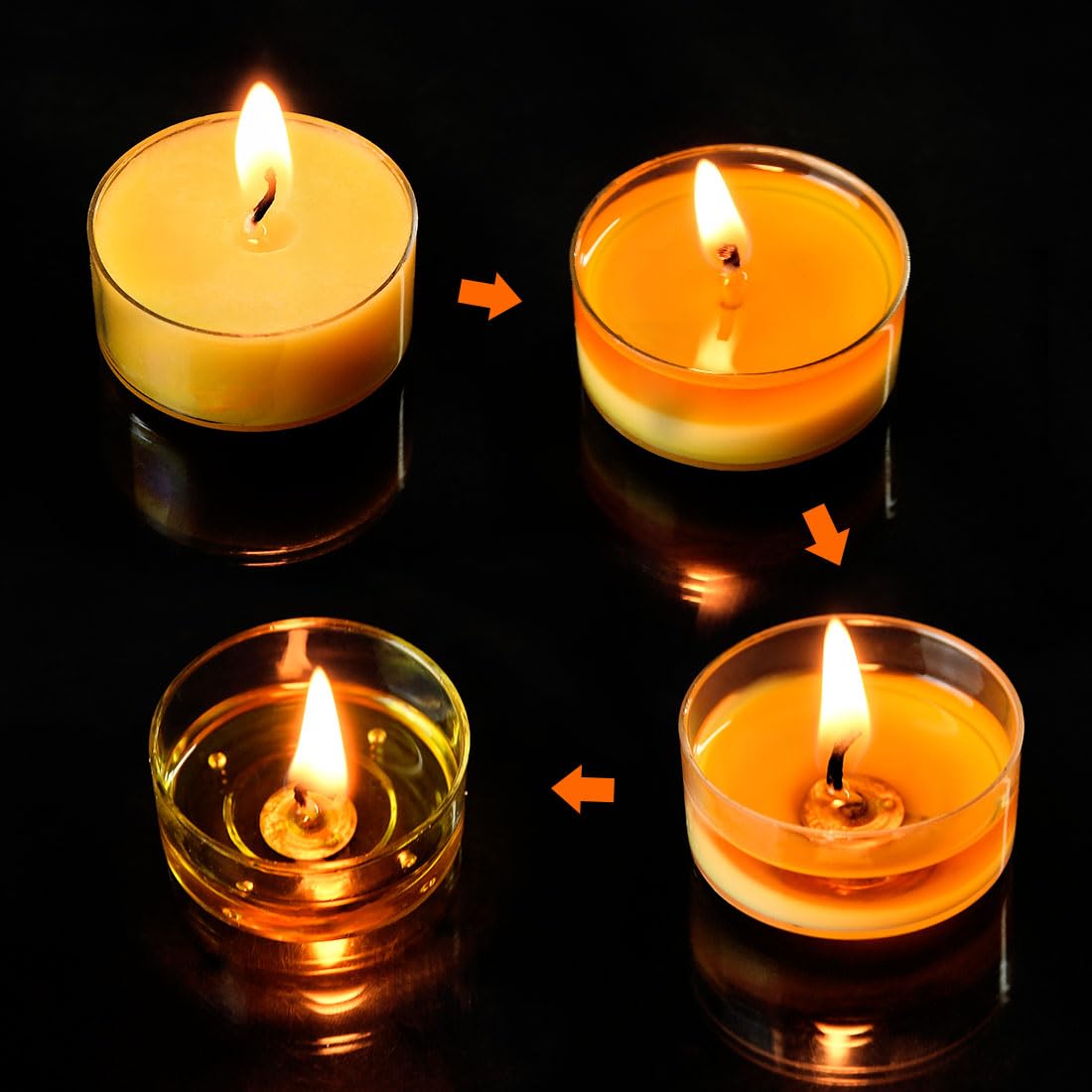 50PCS Pure Beeswax Tealight Candles, Natural Scent, Clear Cup， Raw