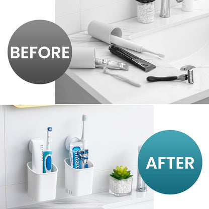 TAILI Suction Toothbrush Holder 2 Pack, Tumblers Replacement Shower Toothbrush Holder for Wall, Powerful Toothpaste Toothbrush Suction Cup, Self-draining Shower Razor Holder, Kitchen Tableware Holder