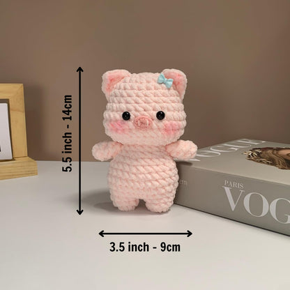 99WakeUp Crochet Kit for Beginners: Pink Pig Crochet Kit DIY Pig Amigurumi, Complete Beginner Starter Set, Include Step-by-Step Video Tutorials Learn to Crochet