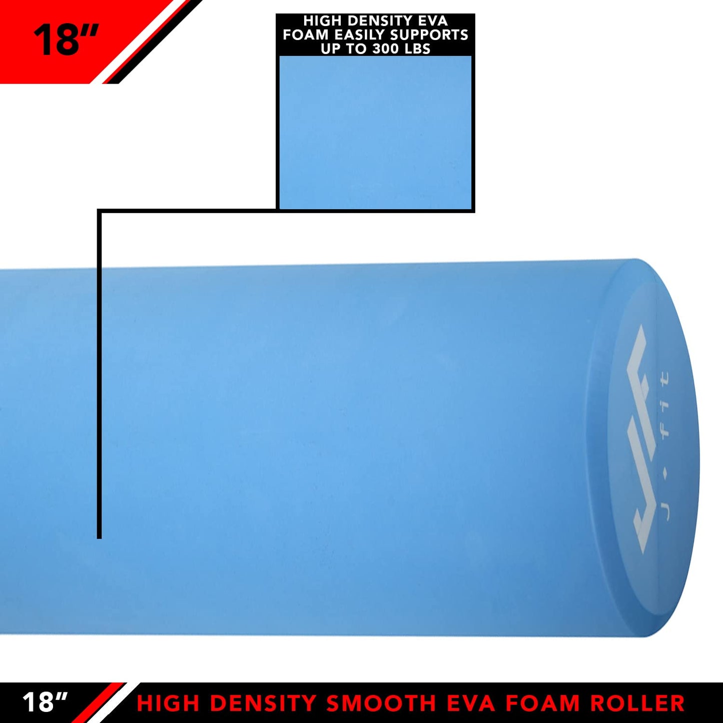 JFIT High Density Smooth EVA Foam Roller - Made in Taiwan - Multiple Size Options Available - Exercise, Massage, Muscle Recovery, Round Foam Roller