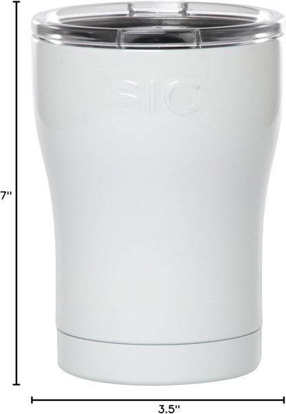 Seriously Ice Cold SIC 12oz Insulated Travel Tumbler Mug, Ice White, Premium Double Wall Stainless Steel, Leak Proof