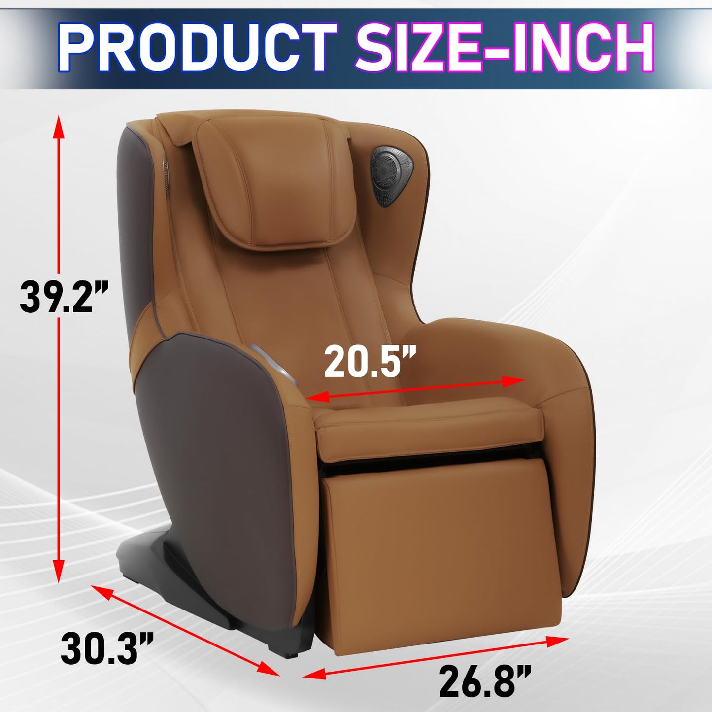 BestMassage Full Body Massage Chair,Speed Adjustment Zero Gravity Massage Ergonomic Armrest Chair with LED Ambient Lighting, Manual Control Panel Bluetooth Music and Movable Casters(Brown)