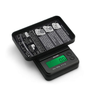 GAUGE Digital Mini Scale - Black - (600g x 0.1g) - Small Pocket Size Travel Scale for Digital Weight