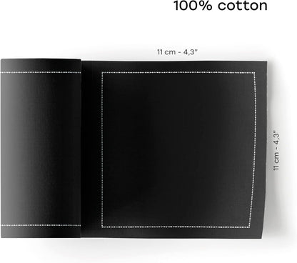 Cotton Cocktail Napkin - Black - 4.3 x 4.3 in - 50 units per roll