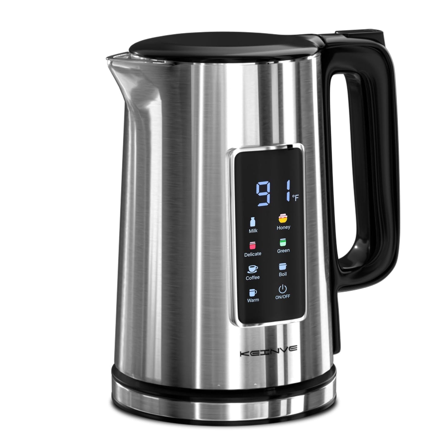 KEINVE 1.7L Electric Kettle, Touch Screen Water Boiler, Auto Shut Off, Double Wall, 6 Preset Temperatures, Fast Boil, and STRIX Control