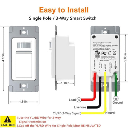 Nexete Smart Wi-Fi Double Light Switch, 2 in1 Single Pole Switch Compatible with Alexa Google Assistant & IFTTT,Remote Control, Timing Function No Hub Required (1-Pack Double)