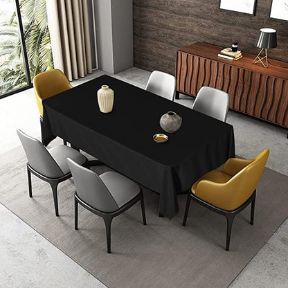 LivinEase Rectangular Tablecloth 140x200cm – 250 GSM Cotton Blend Black Table cloths for 4 to 6 Seater Table - Linen TableCloth Ideal for Christmas, Parties, Halloween and Every Occasions