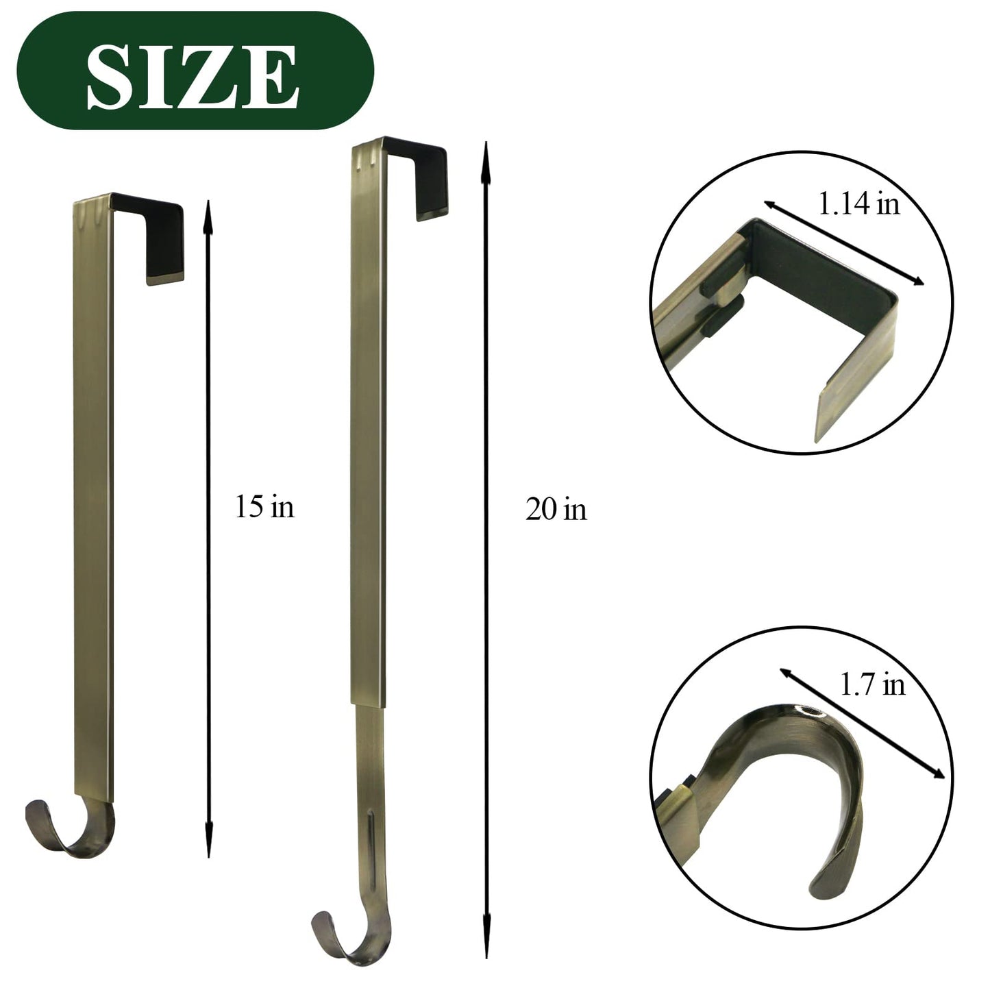 ZMCINER Wreath Hanger for Front Door, Adjustable 15-25 Inch Wreath Hanger, 20 lbs Larger Door Upgrade, Nickel