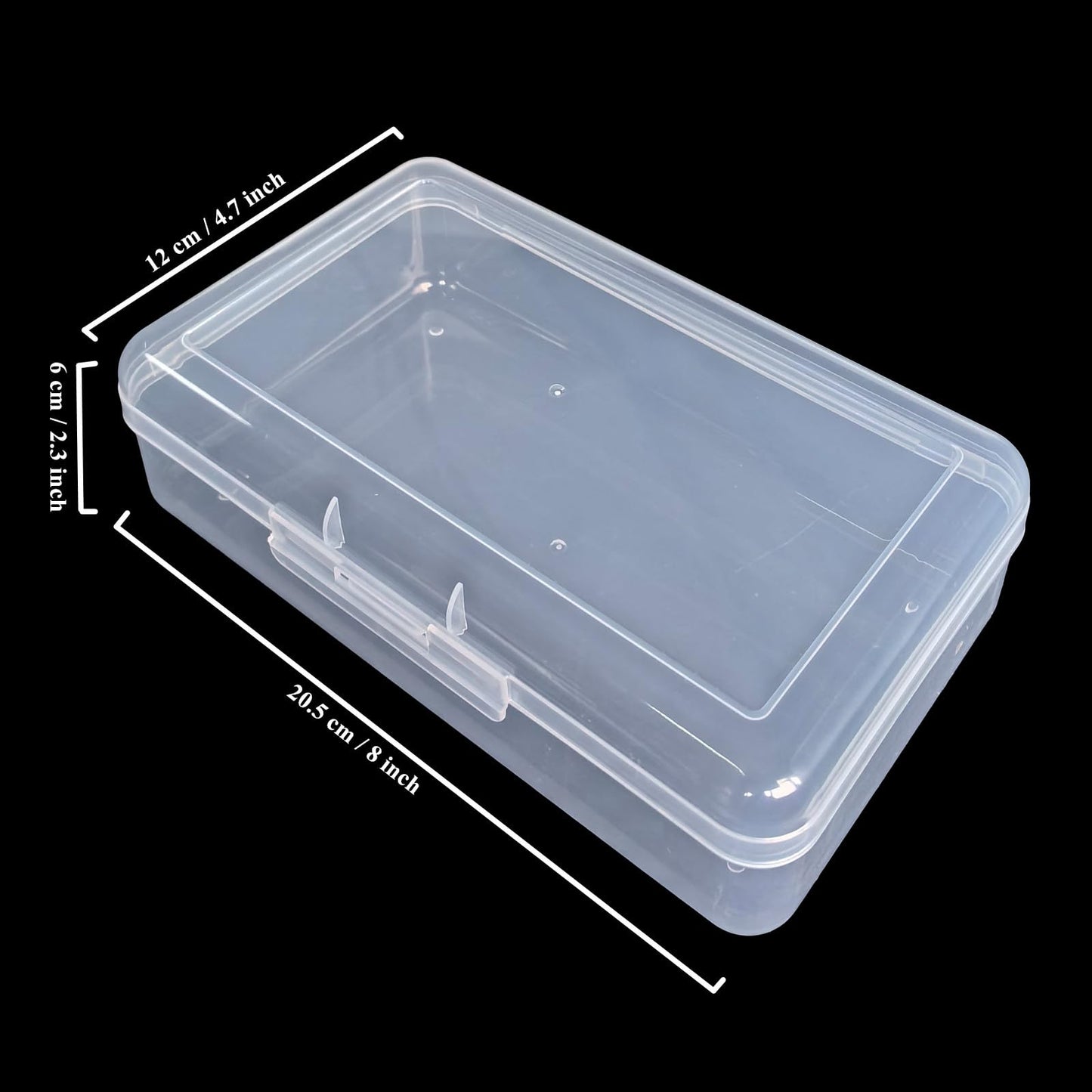 Thintinick 4 Pack Rectangular Clear Plastic Storage Containers Box with Hinged Lid for Beads and Other Small Craft Items (8 x 4.7 x 2.3 inch)