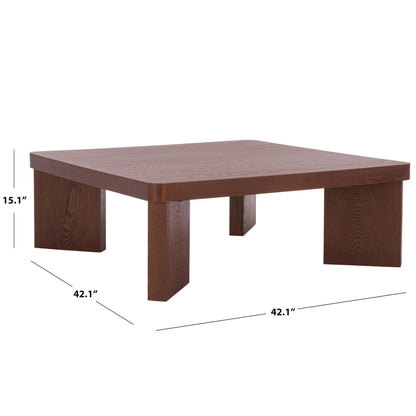 SAFAVIEH Home Collection - Camino Walnut Coffee Table with Ash Veneer, Modern Square Living Room Centerpiece (COF2303A)
