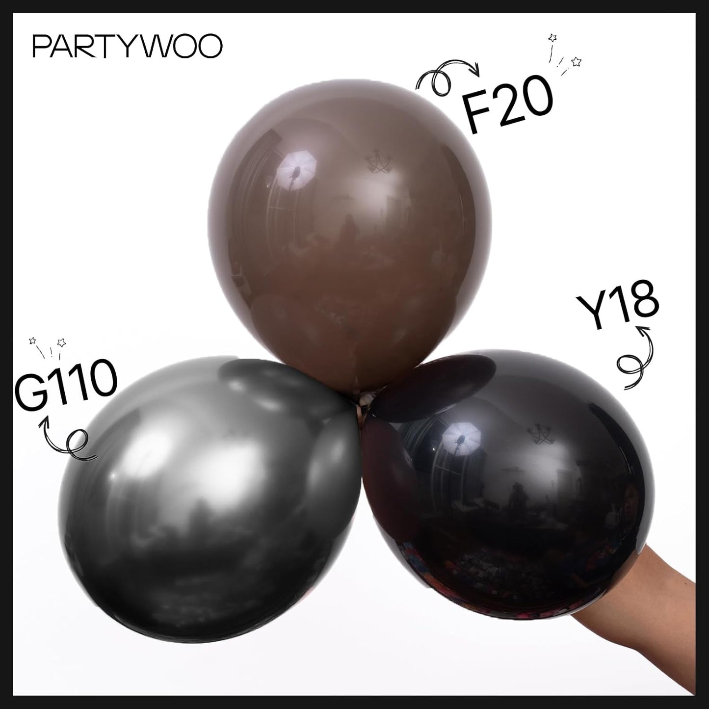 PartyWoo Black Balloons - 99-Piece Arch Kit with Various Sizes for Baby Showers, Birthdays & Anniversaries