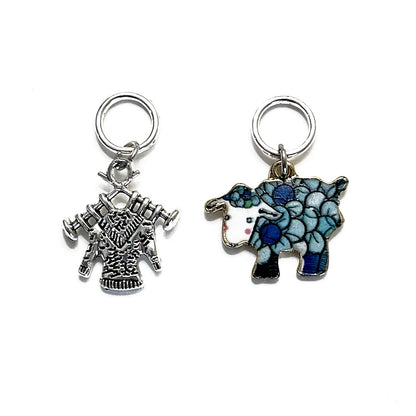 Pretty Warm Designs Sheep Stitch Markers with Storage Tin, Set of 6 Snag Free Rings Fits up to US 8 (5mm) Needles