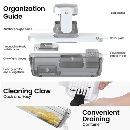 Vegetable Chopper Mandoline Slicer 8-in-1 with Container, 8 Blades for Onion, Veggie & Fruit, Easy Food Slicer Dicer Cutter, Kitchen Gadgets & Essentials