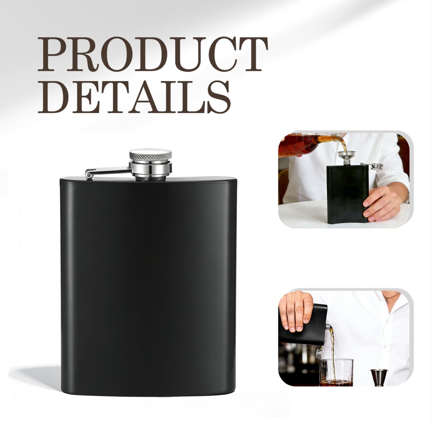 30 Pieces Hip Flasks Set Stainless Steel Liquor Flask with Funnel Metal Leak Proof Flask Pocket Whiskey Flasks for Laser Engraving, Black