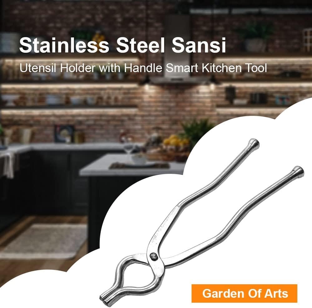 Stainless Steel Tongs/Utensil Holder with Handle, Smart Kitchen Tool for Cooking