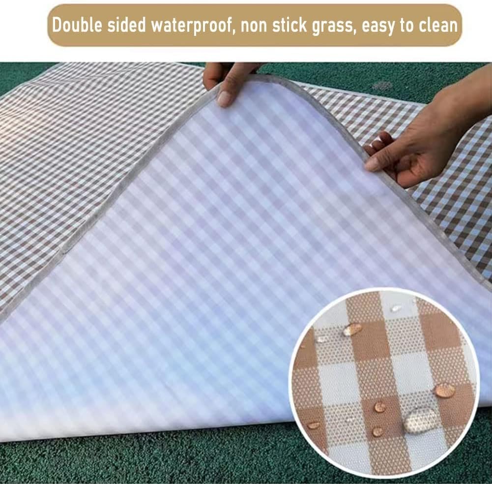 HX&OD Picnic Blanket Outdoor Extra Large Picnic Mat 80"X60" Camping Blanket Beach Blanket Foldable Waterproof Sand Mat Hiking Travel Family Concerts(Brown)