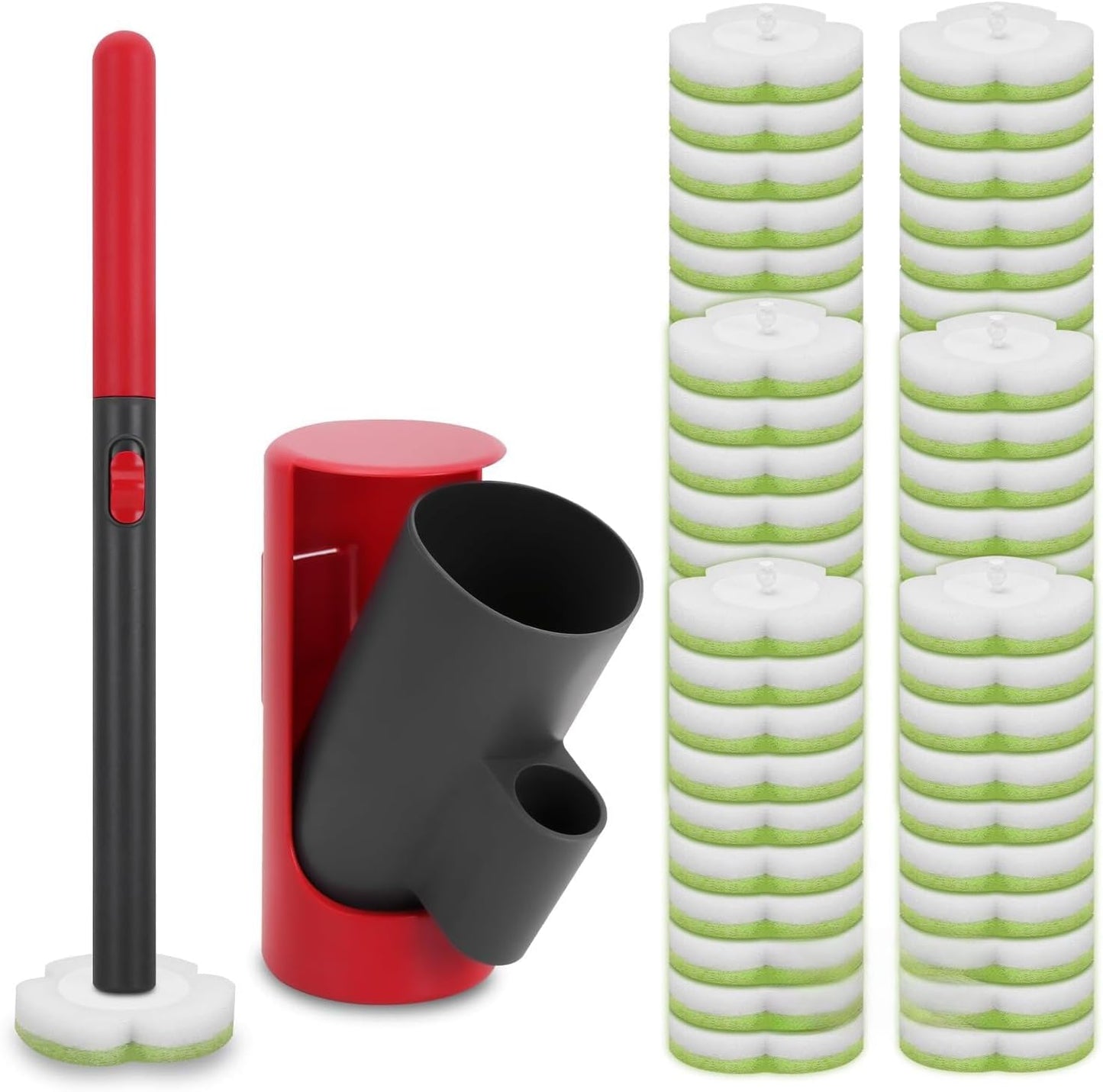 Kit,60 Disposable Toilet Brush Cleaning System with Wand Cleaner Refills,Toilet Cleaning Stick,Wall Mounted Toilet Wand