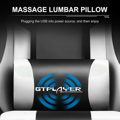 GTPLAYER Gaming Chair - Height Adjustable Computer Chair with Footrest & Lumbar Support | Pearl White