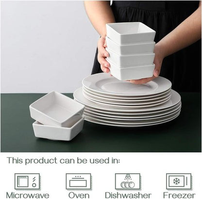 DOWAN Ramekins - Set of 6 Square 6 oz Porcelain Dessert & Appetizer Bowls | Oven Safe Design