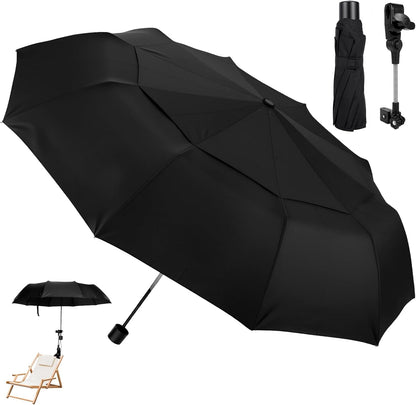 Tarswesi 360 50+ 100cm/39.4in Chair Umbrella with Universal Clamp, Double Canopy Sunshade, Adjustable Swivel, UPF UV