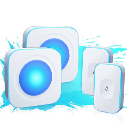 Wireless Doorbell 1200 feet Waterproof Door Bell with Flash LED Light 36 Melodies 4 Volume Levels (2 Receivers& 1 Touch Button, White JSIEEM)